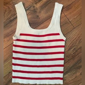 Cream and white striped H&M tank top